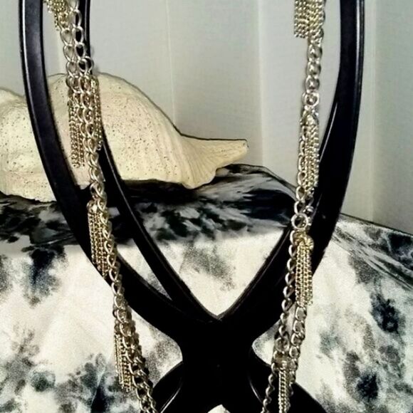 $$TASSELED VINTAGE Silver-Tone NECK CHAIN - Picture 2 of 3